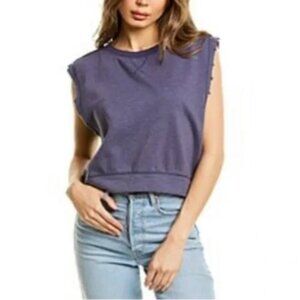 Free People Movement Blue Kick It Muscle Sweat Crewneck Tank Size Medium